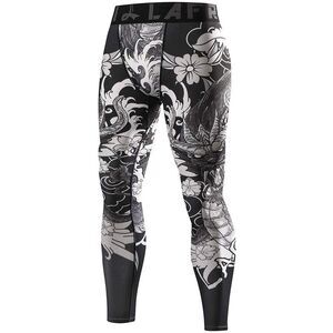 Lafroi Mens Quick Dry Cool Compression Fit Tight Dragon Print Leggings Size XXXL